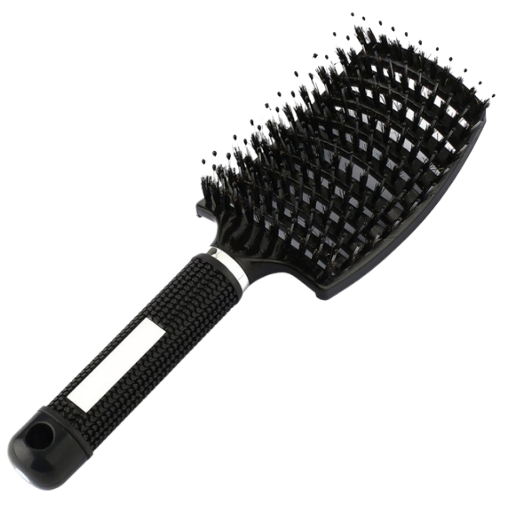 Boar Bristle Massaging Hairbrush -Black - Ozerty