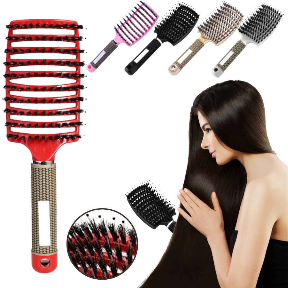 Boar Bristle Massaging Hairbrush - Ozerty