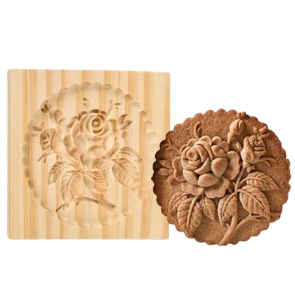 Wooden Cookie Cutter Mould -Rose - Ozerty