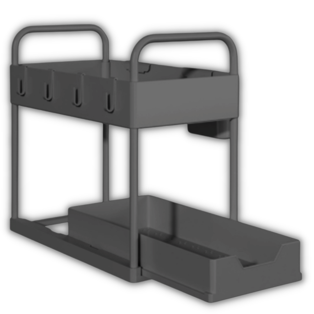 Double-Drawer Kitchen Spice Rack -Black - Ozerty