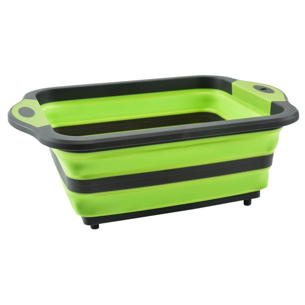 Collapsible Cutting Board with Basket -Green - Ozerty