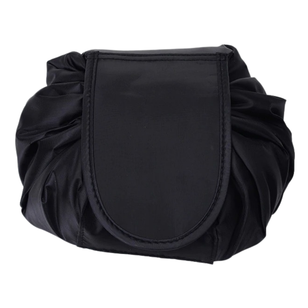 Drawstring foldable Makeup pouch -Black - Ozerty