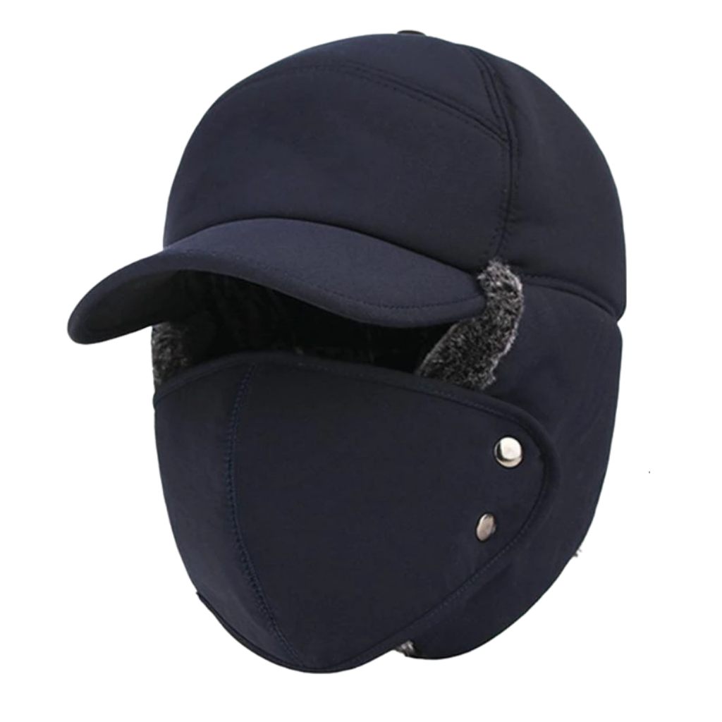 Unisex Windproof Ear and Face Protection Hat -Navy Blue - Ozerty