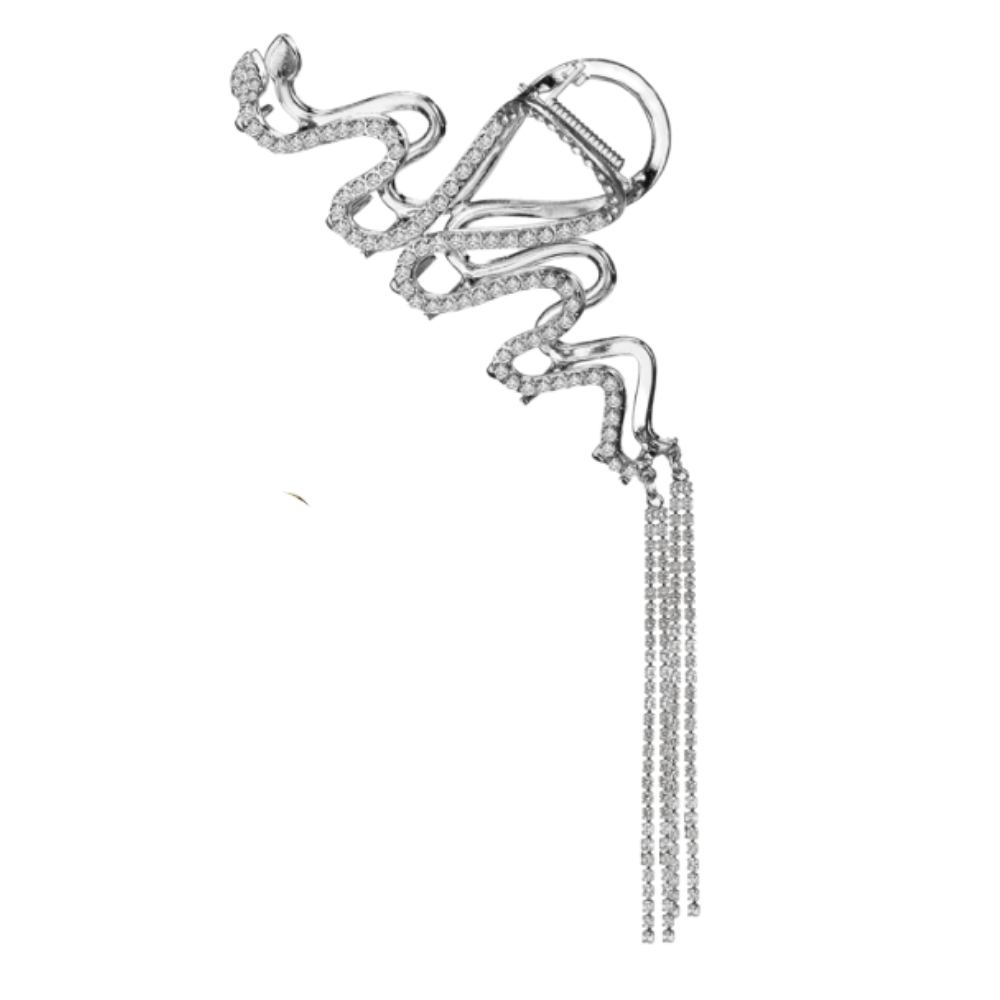 Snake Tassel Claw clip for hair -Silver - Ozerty