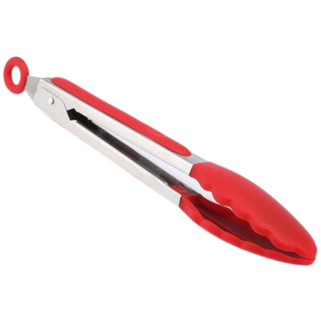 Stainless Steel Barbecue Tong with Silicone Grip -Red - Ozerty