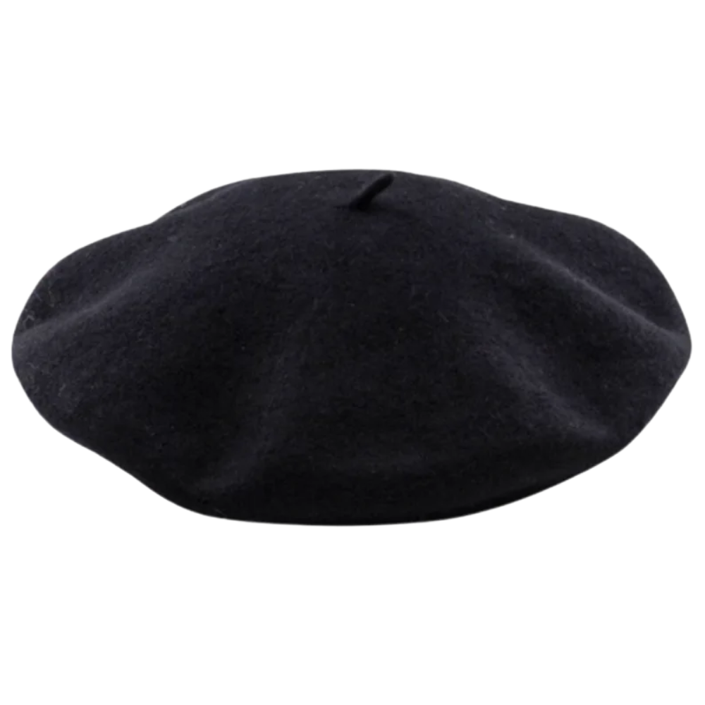 Women's Classic Woollen Beret -Black - Ozerty