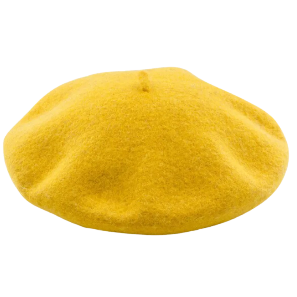 Women's Classic Woollen Beret -Yellow - Ozerty