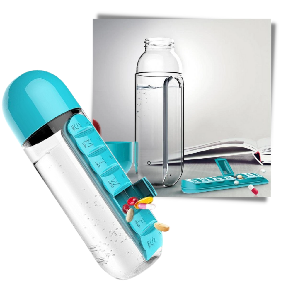 Plastic Water Bottle with Pill Box - Ozerty