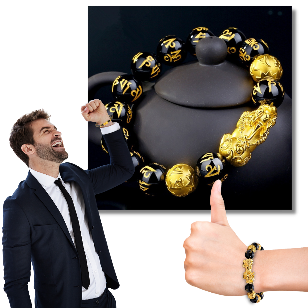 Black & Gold Obsidian Bracelet - Ozerty