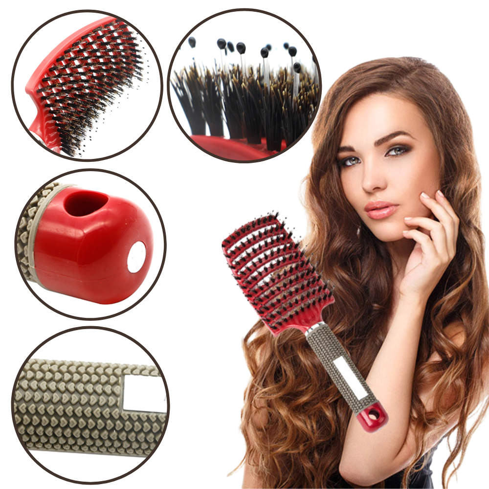 Boar Bristle Massaging Hairbrush - Ozerty