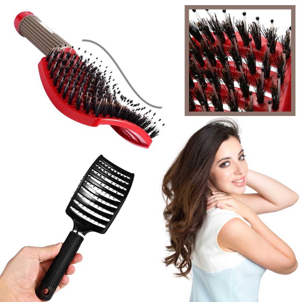 Boar Bristle Massaging Hairbrush - Ozerty