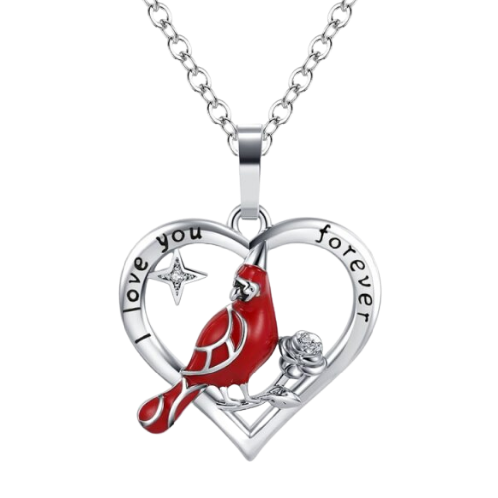 Cardinal Heart Pendant Necklace -Rose Star - Ozerty