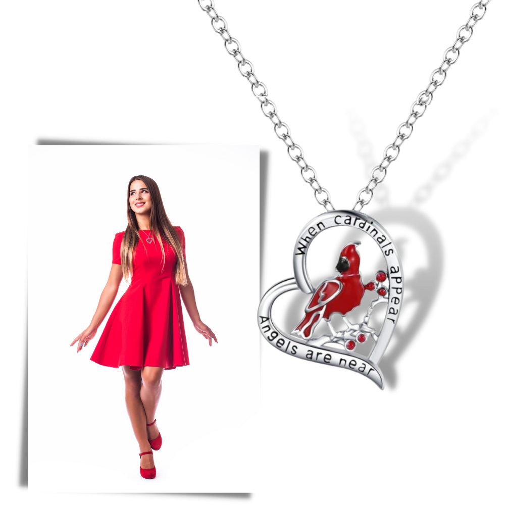 Cardinal Heart Pendant Necklace - Ozerty