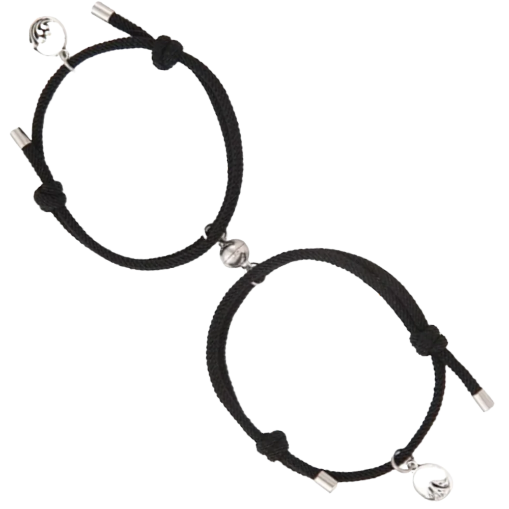 Set of 2 Magnetic Bracelets for Couples -Black - Ozerty