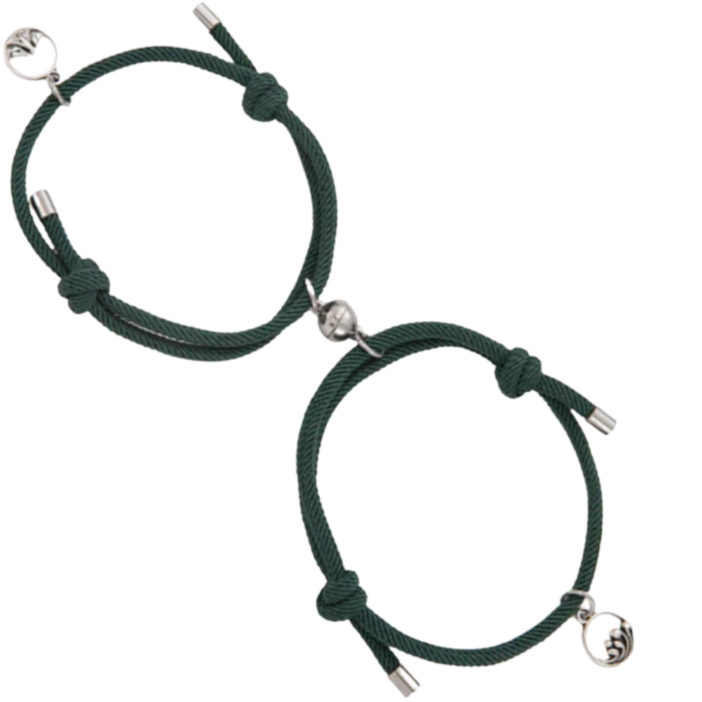 Set of 2 Magnetic Bracelets for Couples -Green - Ozerty