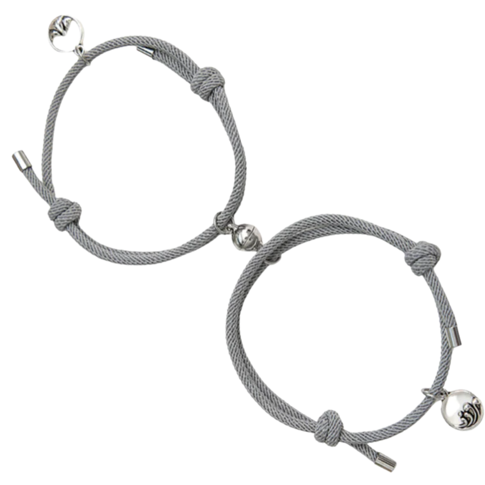 Set of 2 Magnetic Bracelets for Couples -Grey - Ozerty