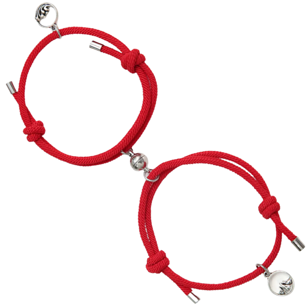 Set of 2 Magnetic Bracelets for Couples -Red - Ozerty