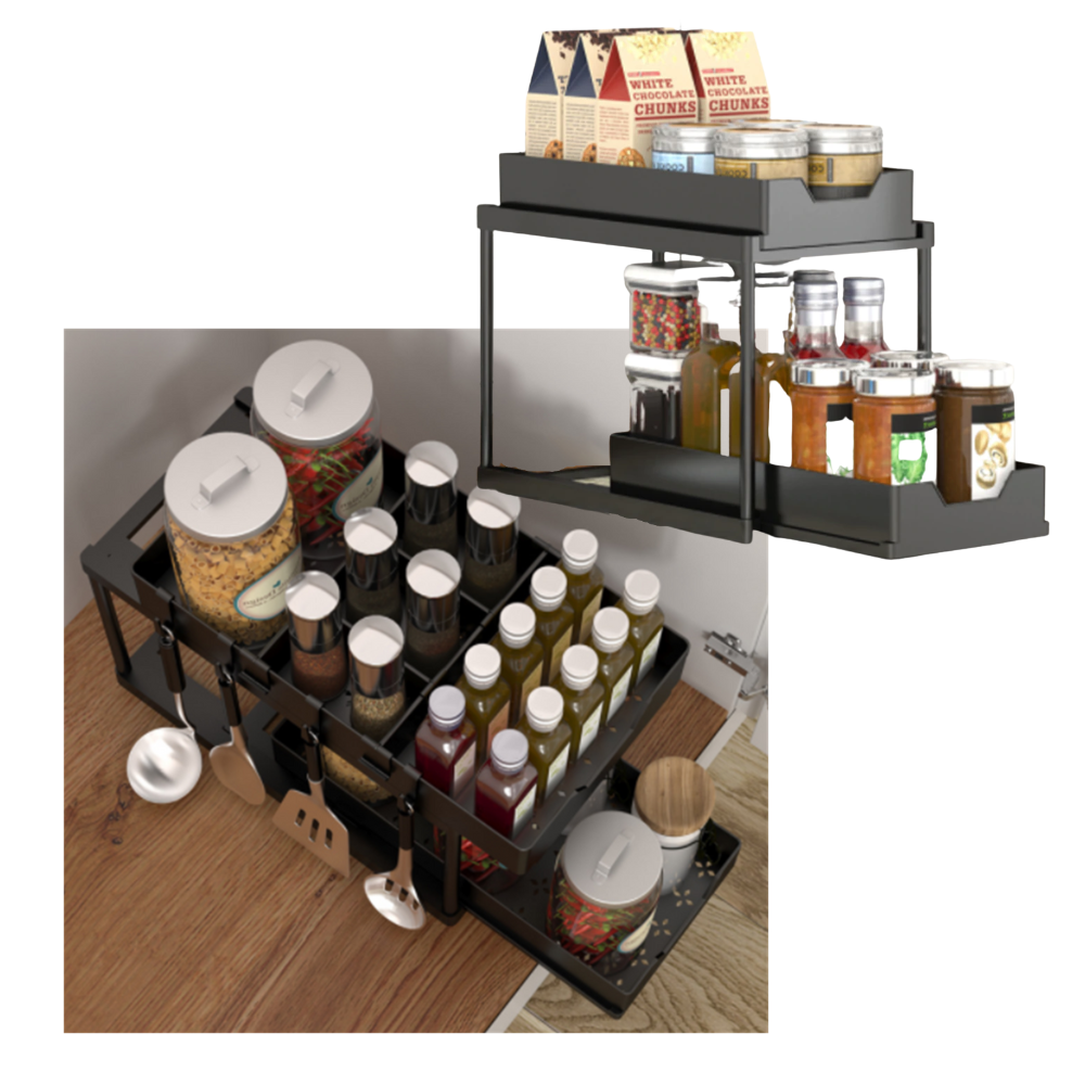 Double-Drawer Kitchen Spice Rack - Ozerty