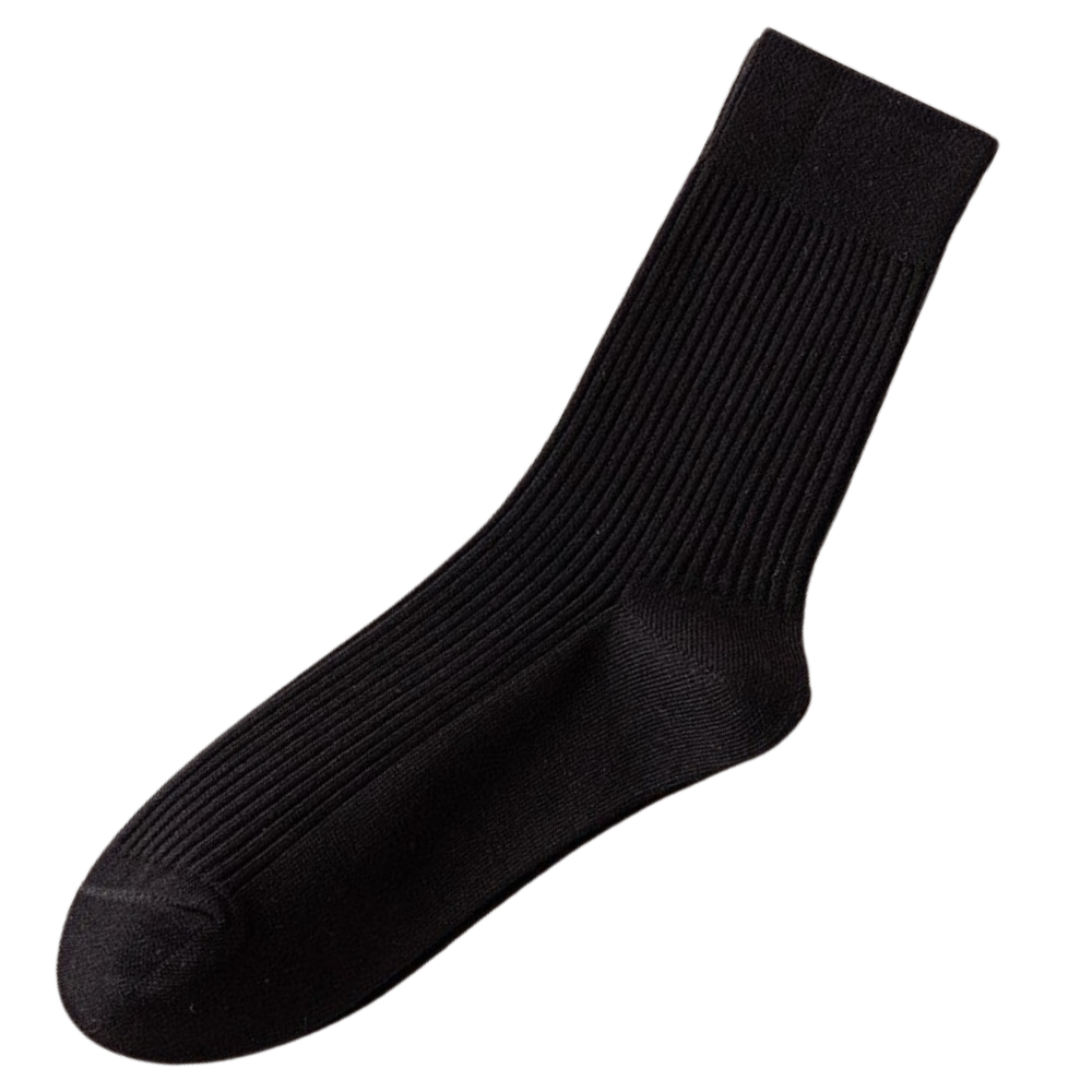 Men's Ribbed Socks (2 Pairs) -Black - Ozerty