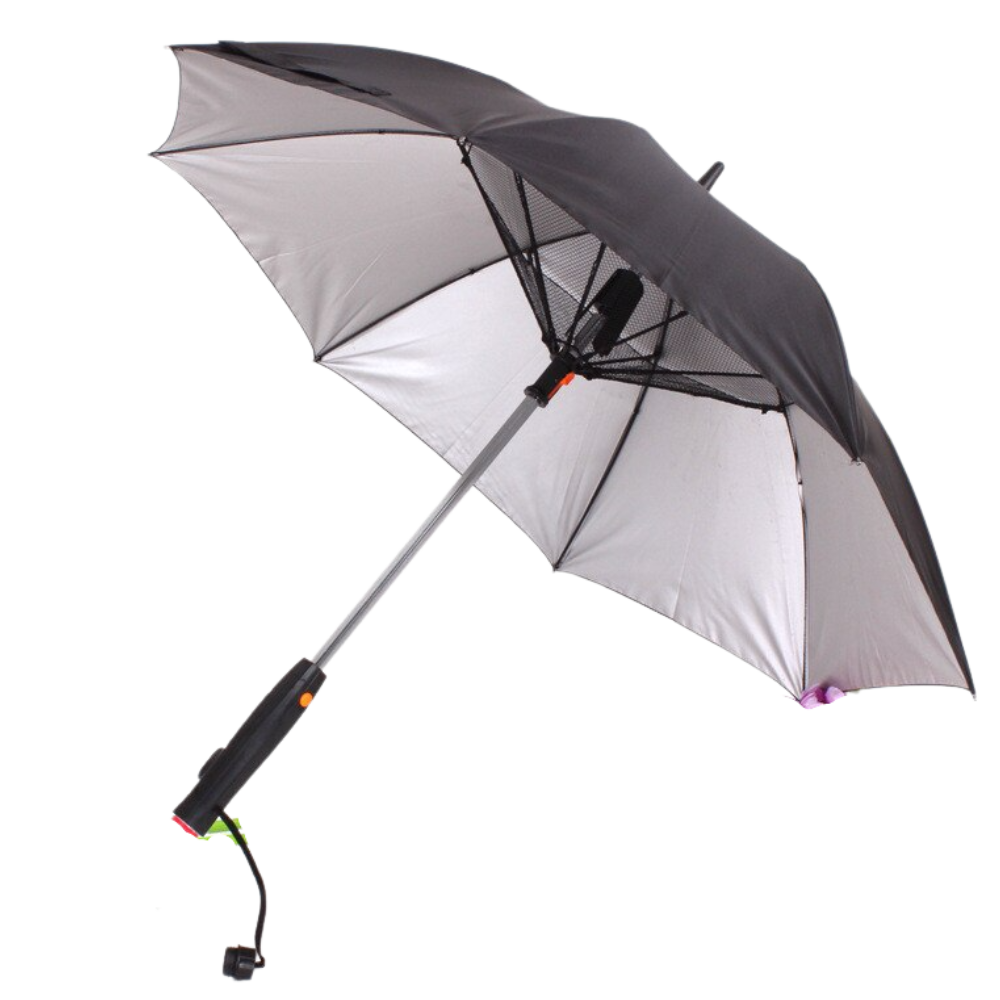 Umbrella With Fan and Water Spray -Black - Ozerty