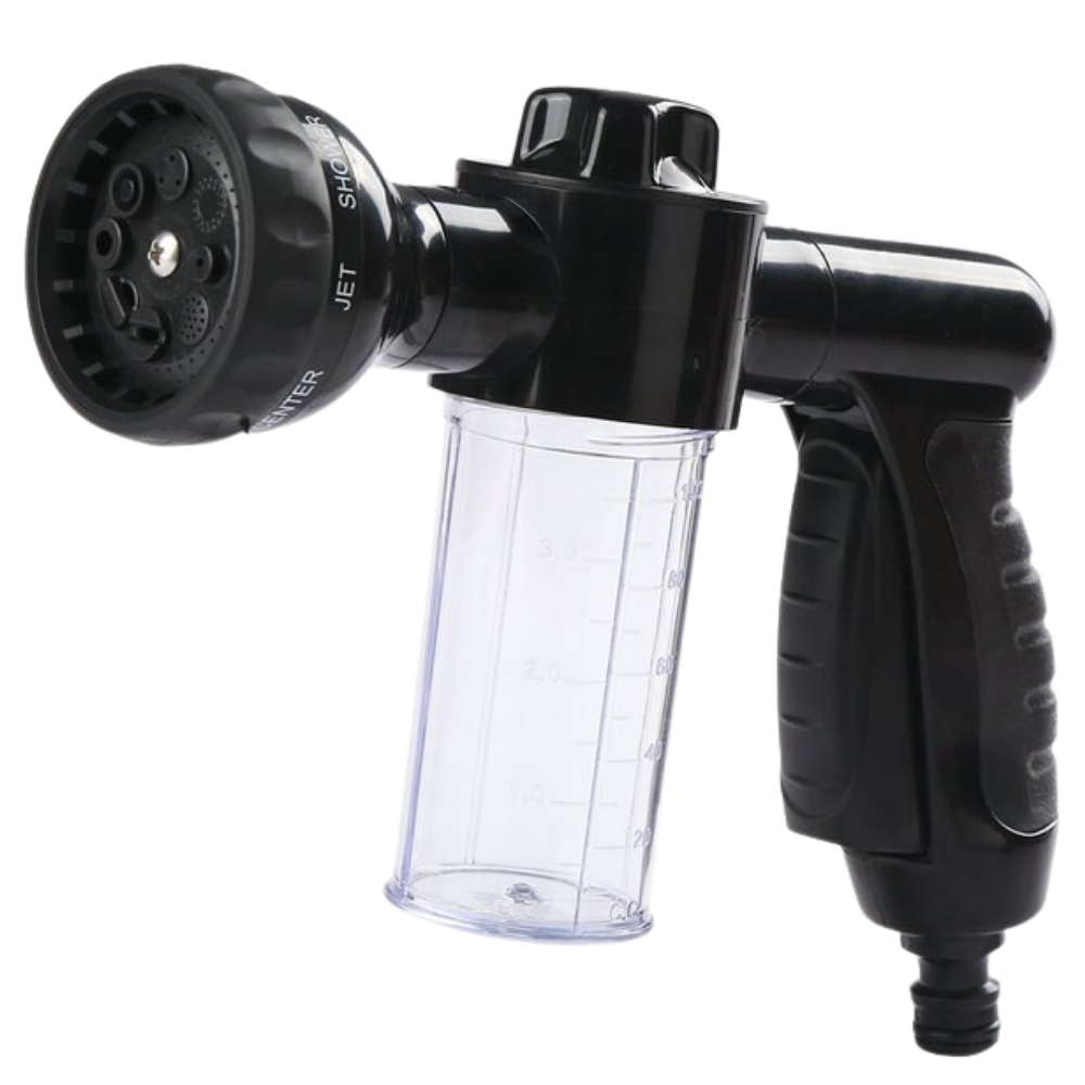 High-Pressure Hose Nozzle Head & Soap Dispenser -Black - Ozerty