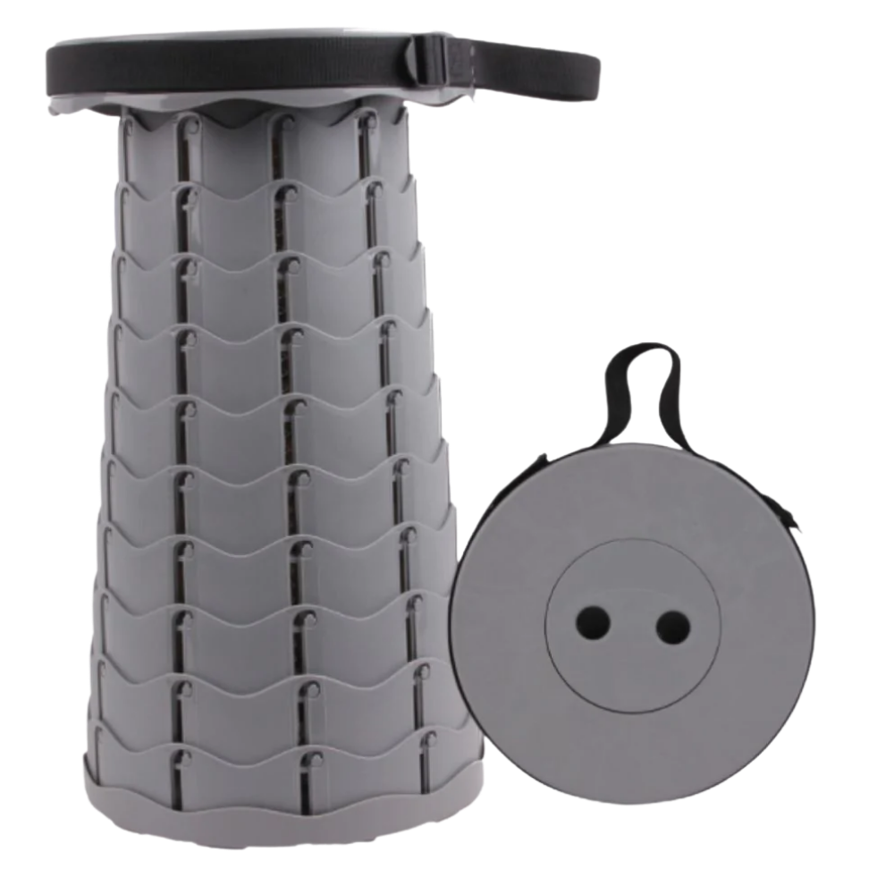 Portable Retractable Stool -Grey - Ozerty