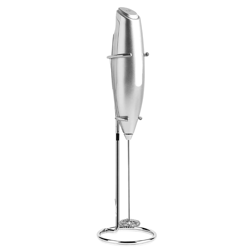 Electric Handheld Milk Frother with holder -Silver - Ozerty