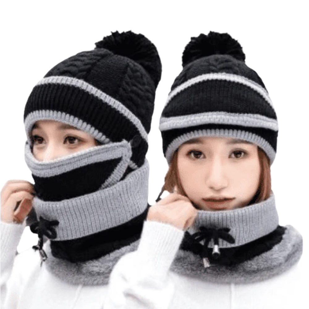 Winter Beanie Set -Black - Ozerty