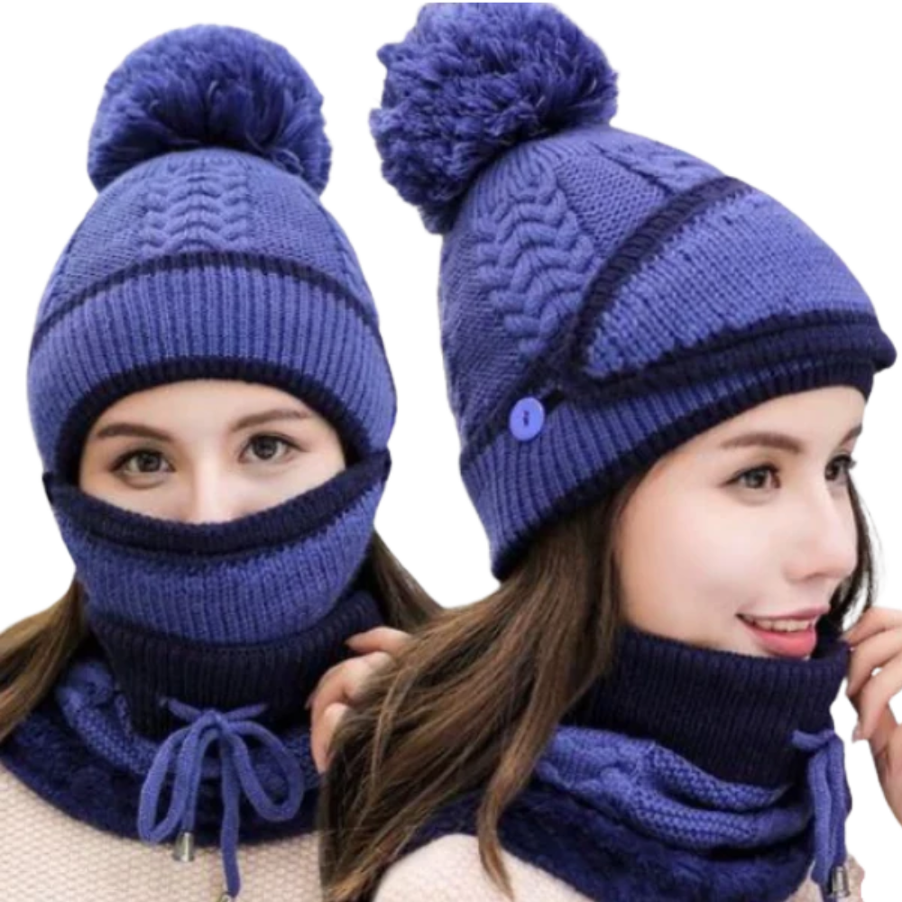 Winter Beanie Set -Blue - Ozerty