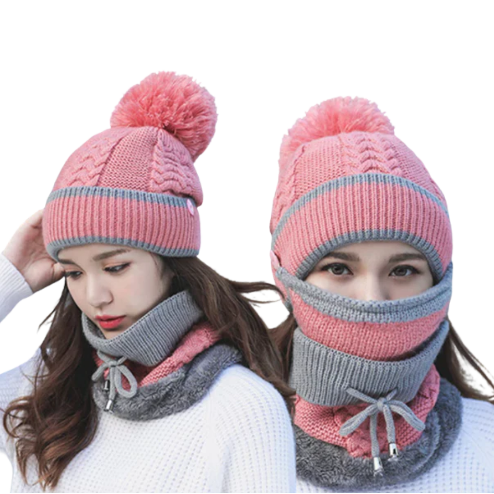 Winter Beanie Set -Pink - Ozerty