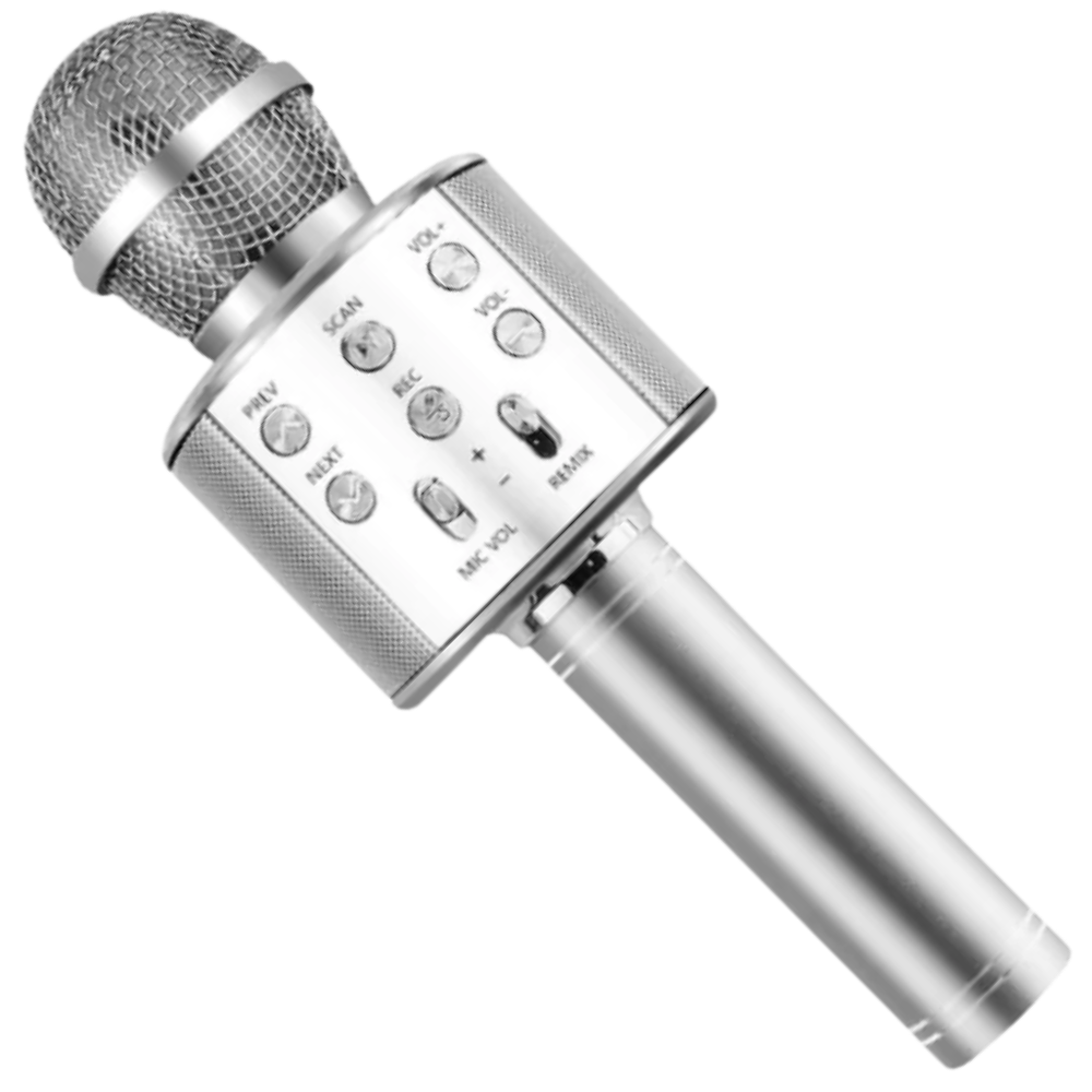 Wireless Bluetooth Karaoke Microphone -Silver - Ozerty