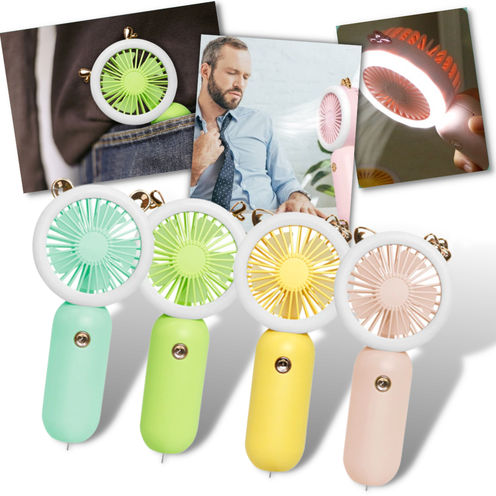 Handheld Pocket USB Fan with LED - Ozerty