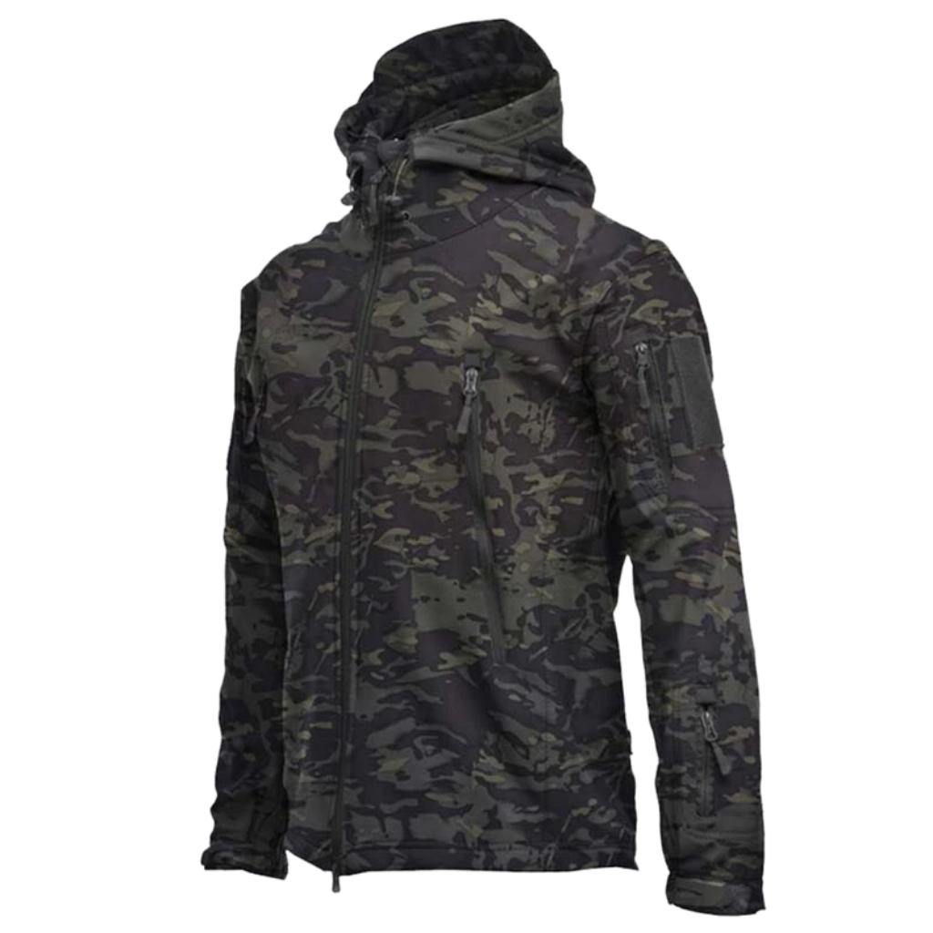 Military-style Combat Jacket -Black Camo - Ozerty