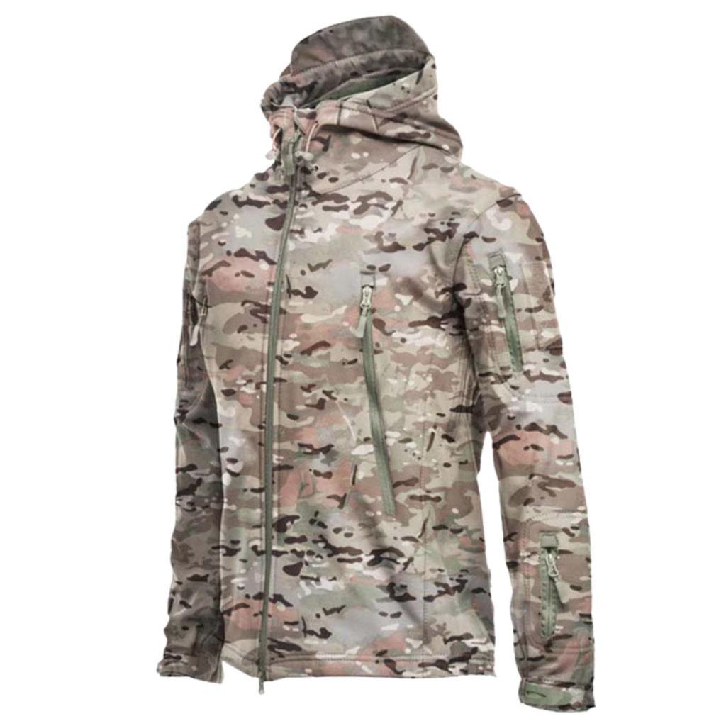 Military-style Combat Jacket -White Camo - Ozerty