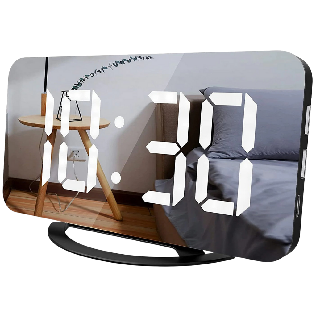 Multifunctional Digital Clock Mirror -Black - Ozerty