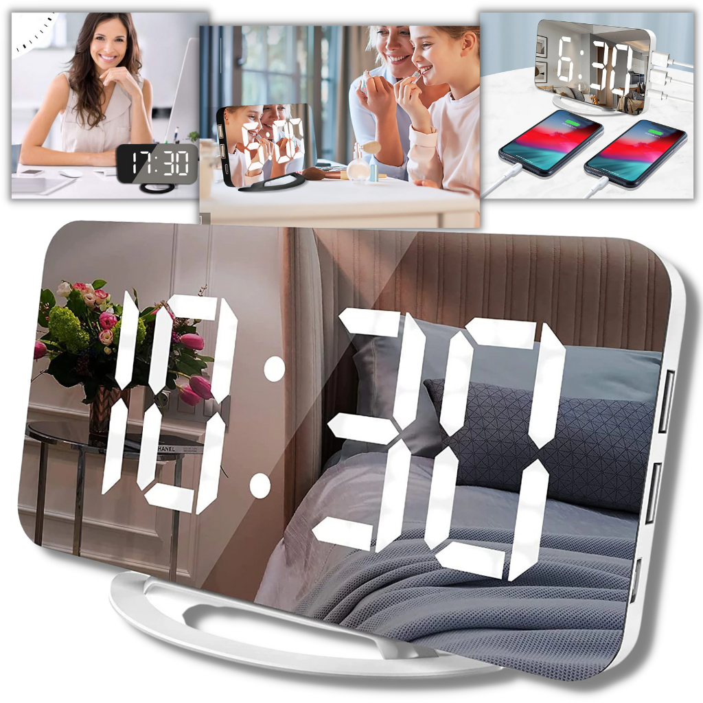 Multifunctional Digital Clock Mirror - Ozerty