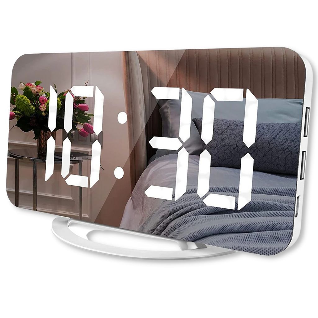 Multifunctional Digital Clock Mirror -White - Ozerty