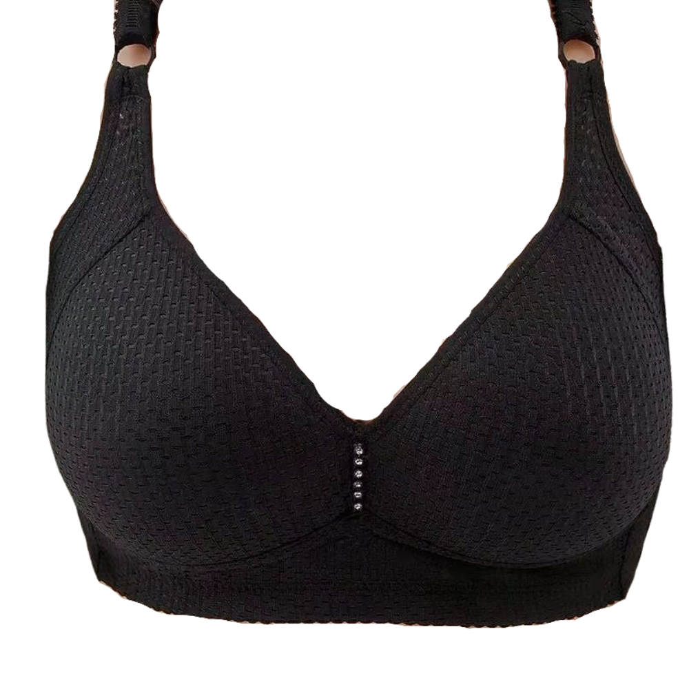 Comfortable Wire-Free Bra -Black - Ozerty