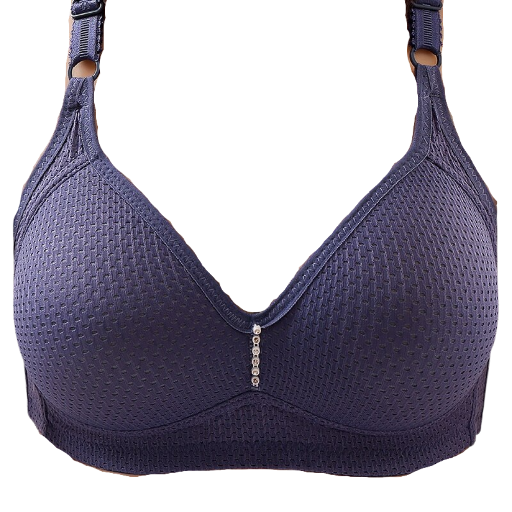 Comfortable Wire-Free Bra -Blue - Ozerty