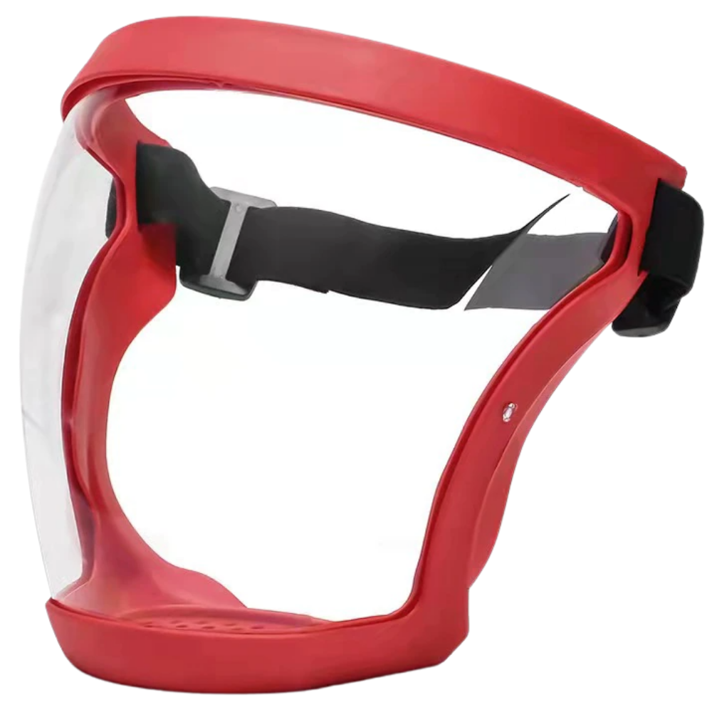 Transparent Protective Full Face Shield -Red - Ozerty