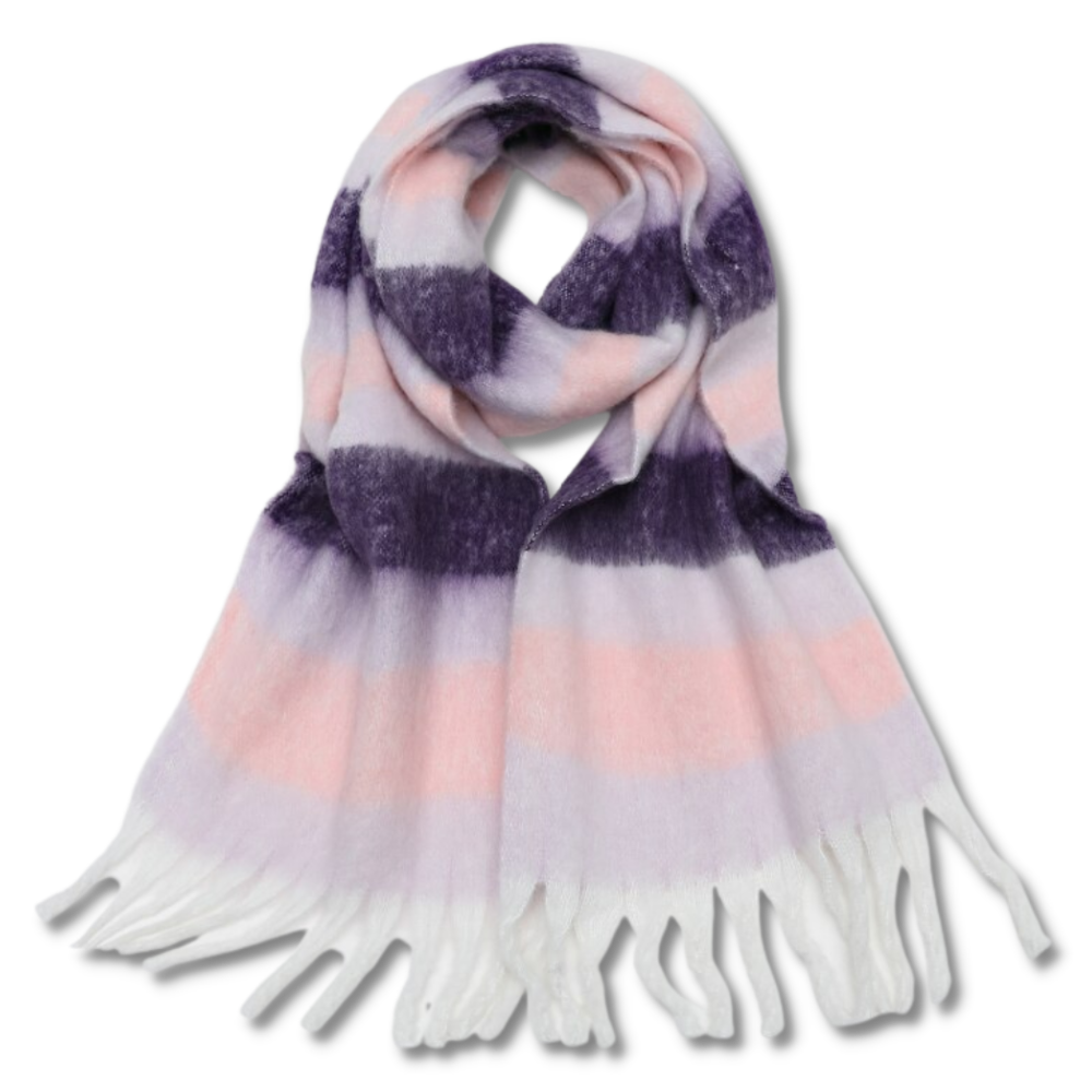 Plaid Women's Winter Scarf -Berry - Ozerty