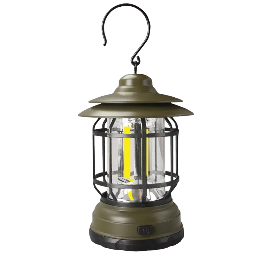 Retro LED Camping Lantern -Green - Ozerty