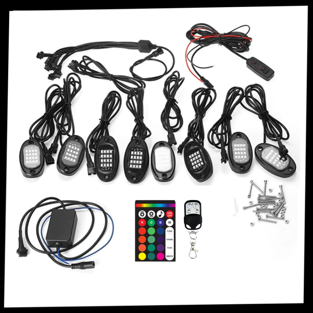 Pack of 8 RGB Light for Vehicles - Ozerty