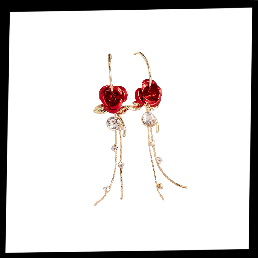 Rose Tassel Earrings - Ozerty