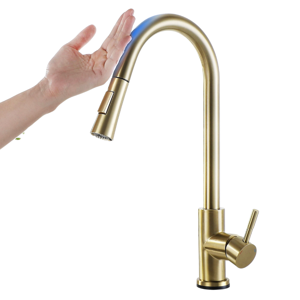 Flexible Kitchen Tap with Sensor -Brush Gold - Ozerty