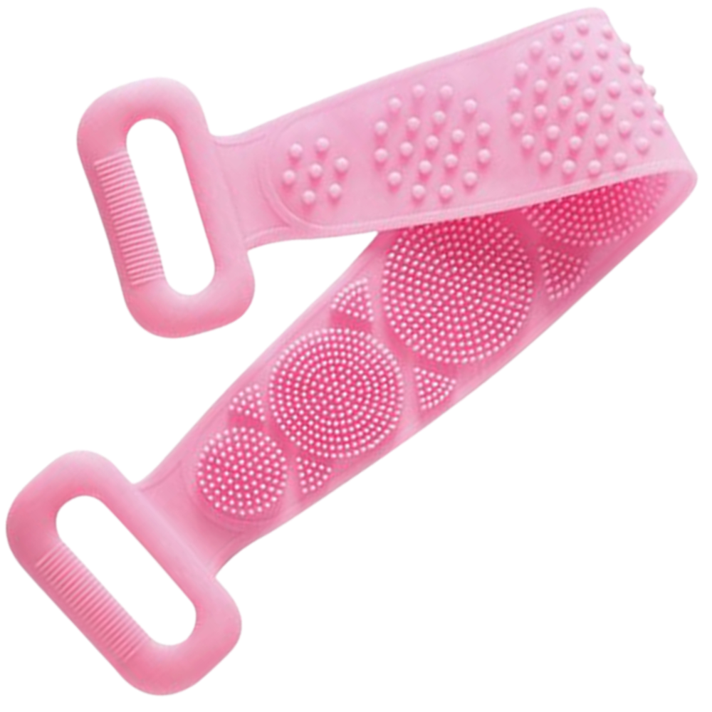 Stretchy Silicone Exfoliating Body Scrubber -Pink - Ozerty