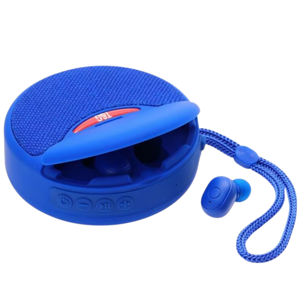 Wireless Bluetooth Speaker with Earbuds -Blue - Ozerty