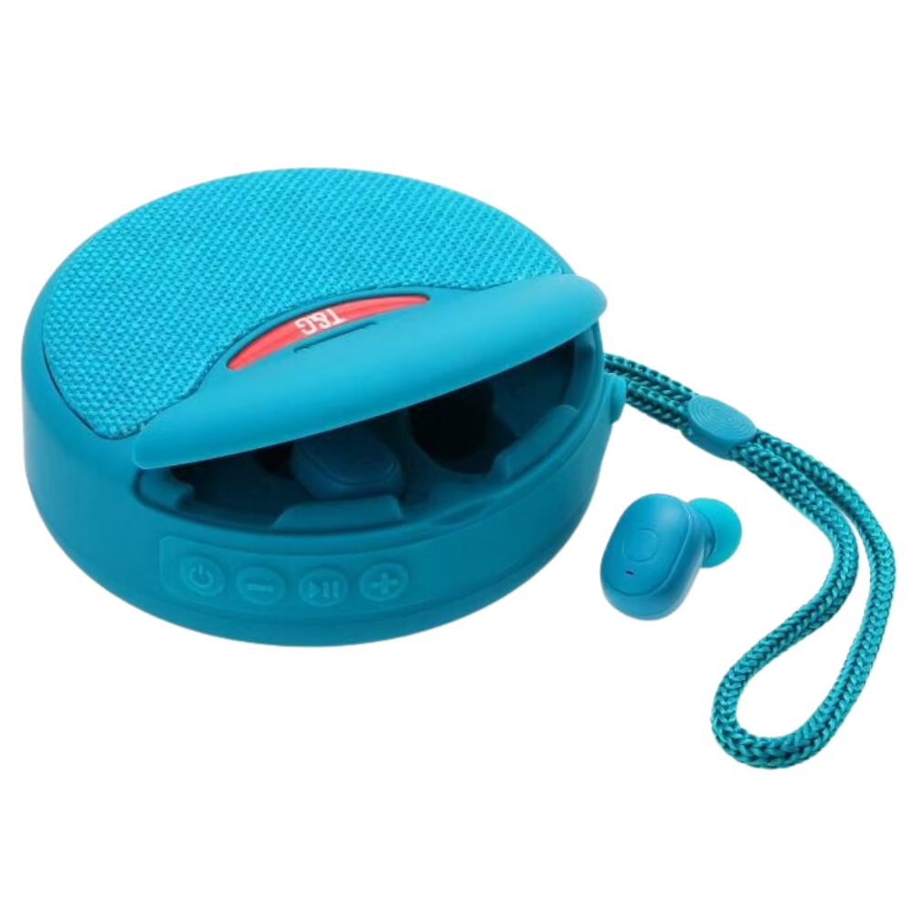 Wireless Bluetooth Speaker with Earbuds -Light Blue - Ozerty