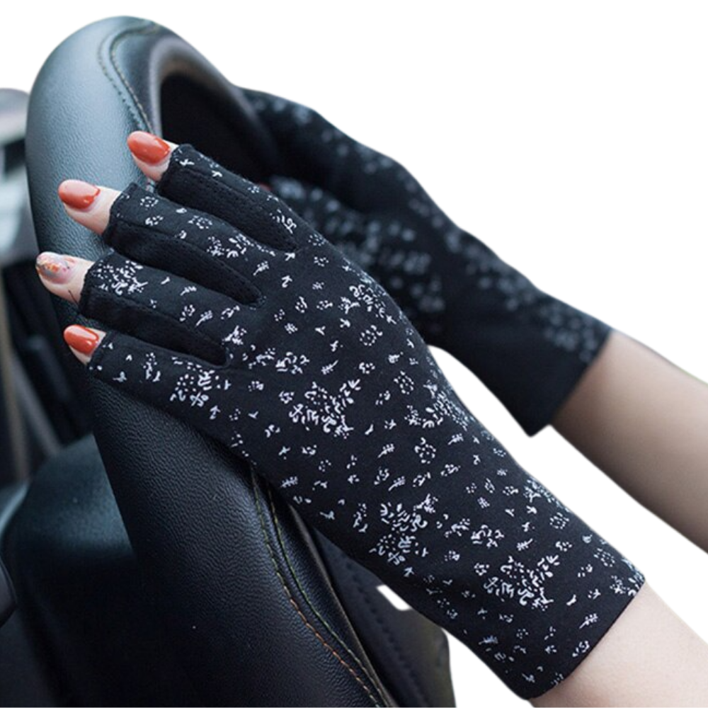 Stylish UV-Protective Cotton Gloves -Black - Ozerty