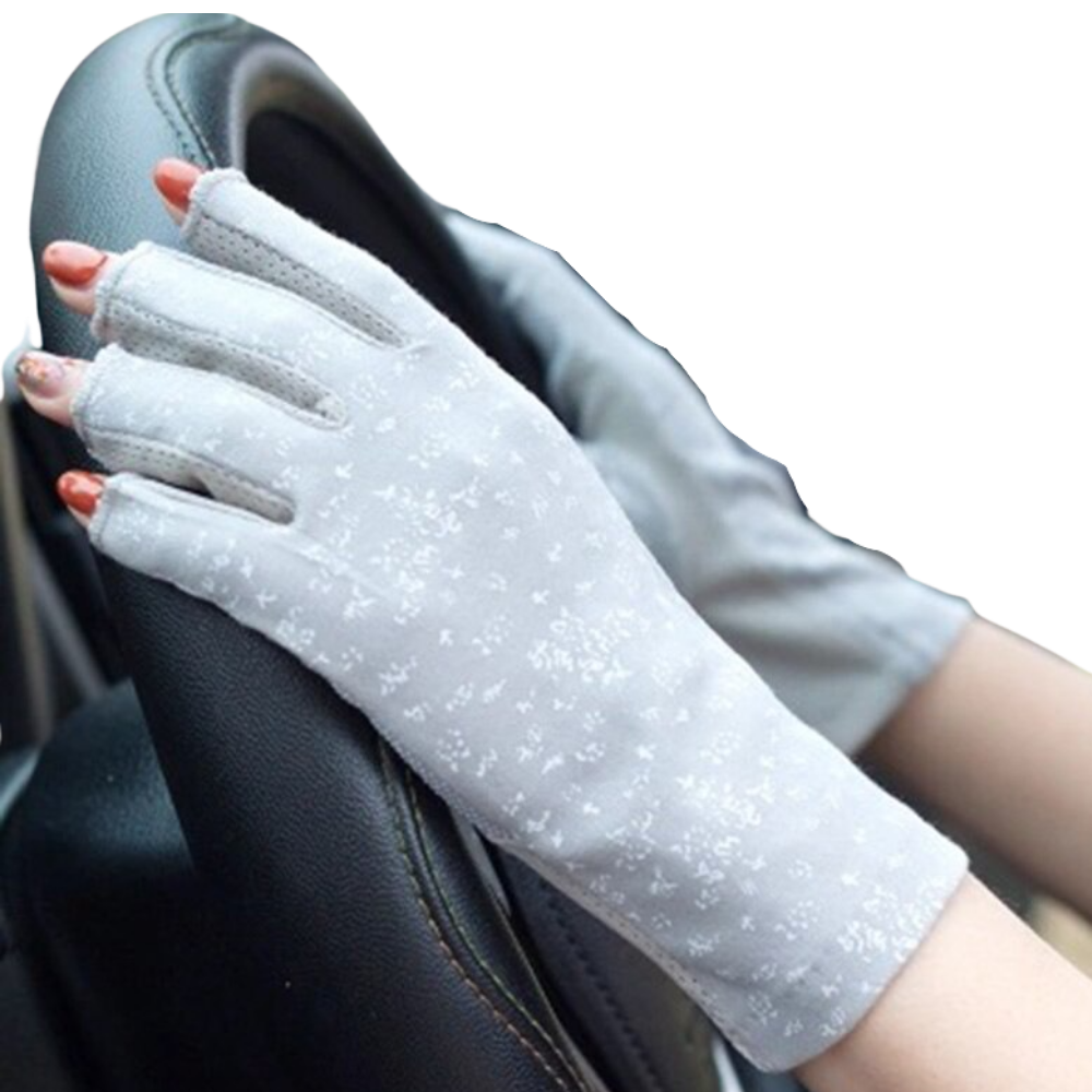 Stylish UV-Protective Cotton Gloves -Gray - Ozerty